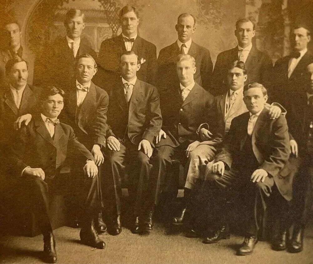 Antique RPPC Postcard 1900s Ephemera Large Group Portrait Black White Unused SEE